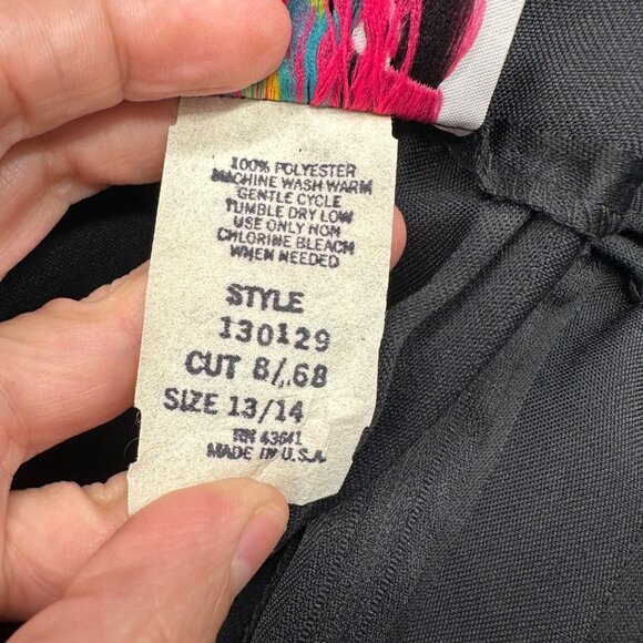 Vintage Black Skirt Striped Midi Kayo Of California USA 1980s Retro Size 13/14 - Picture 5 of 7